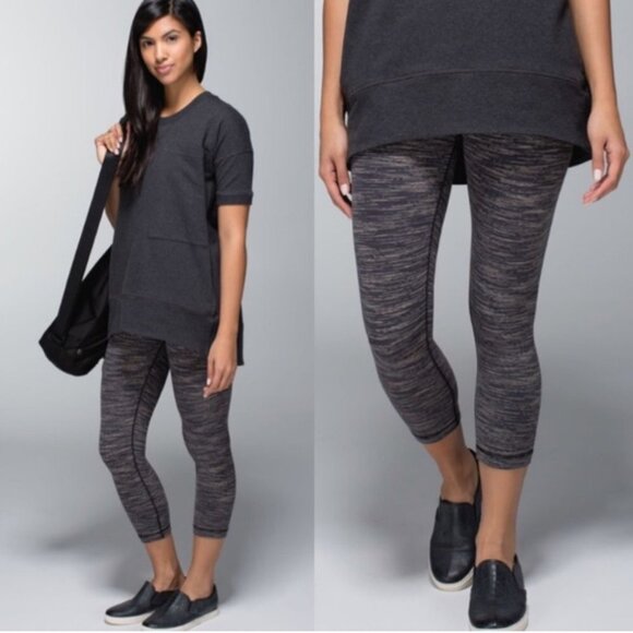 Lululemon Wunder Under Crop Space Black Cashew - Picture 1 of 14